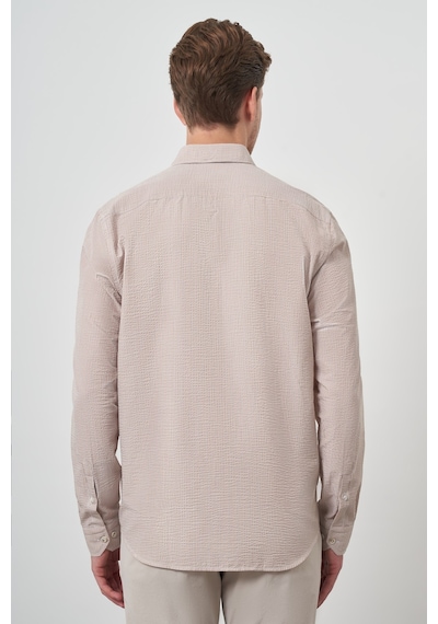 Morven Erkek Bej Pamuk Trend Dynamic Fit Düğmeli Yaka Gömlek 25ms004027653 Bej