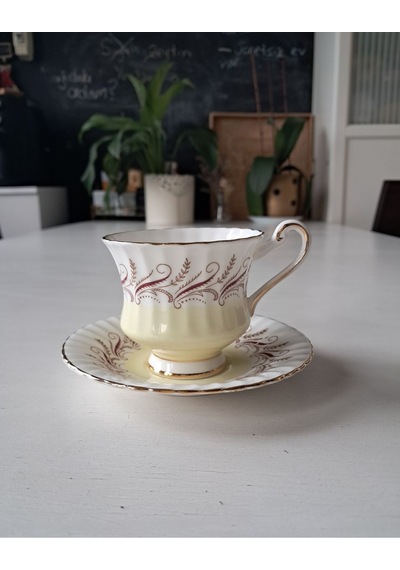Paragon Floral Antika Duble Boy Kahve Fincanı Fine Bone China Krem