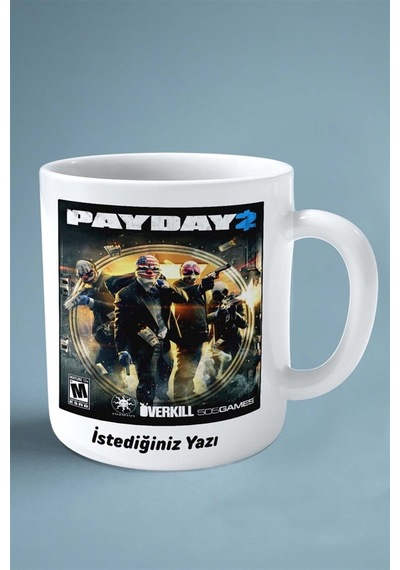 Payday Oyun Baskılı Kupa Bardak Çift Taraflı Baskı Kişiye Özel Model 3 Çok Renkli