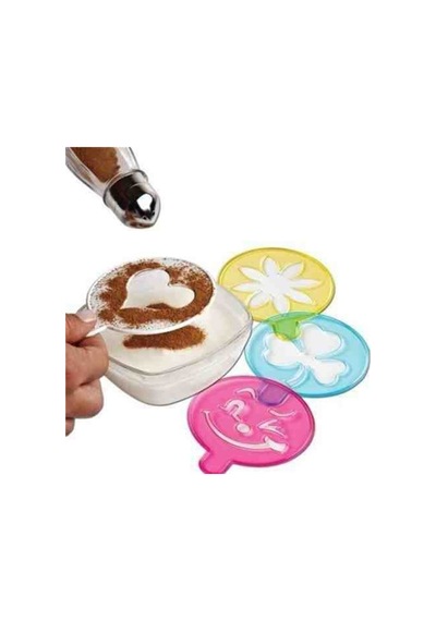 4 lü Çeşitli Pasta Kahve Sütlaç Süsleme Desen Şablon Mutfak  Kalı