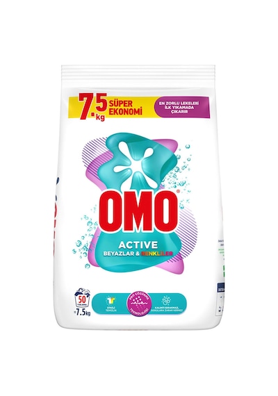 Omo Active Beyazlar & Renkliler Toz Deterjanı 7.5 Kg 4 Adet 2'li Set
