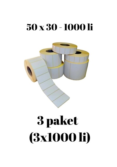 Kraf Eko Termal Barkod Rulo Etiket 40lık Kuka 50x30mm 1000 Li