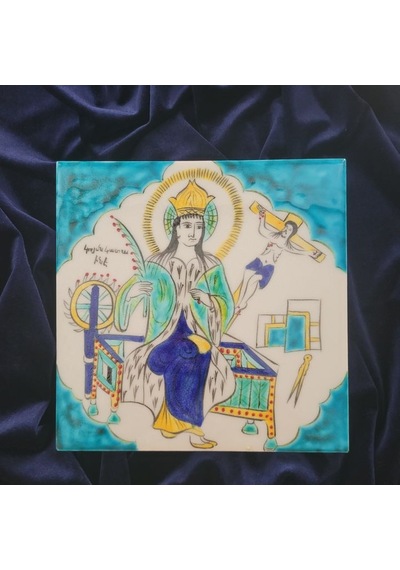 Aziz Katerina 20x20 Cm El Boyama İznik Çini Karo
