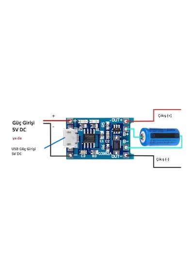 3 Adet Tp4056 Mikro Usb Akım Korumalı 1a 3,7v Lityum Pil Şarj Devresi Rodevino