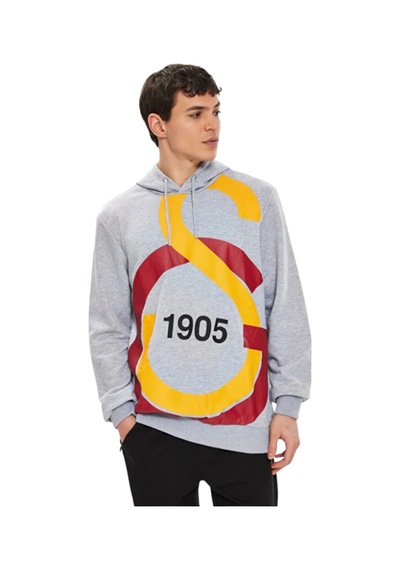 Galatasaray Büyük Logolu Gri Sweatshirt Bayrak Hediyeli Gri