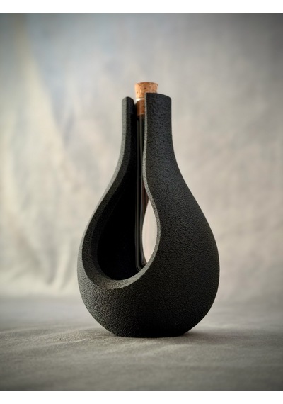 Şık Tasarımlı Cam Tüplü Dekoratif Vazo Minimal Siyah Masa Üstü Çiçeklik 9x9x16 Cm