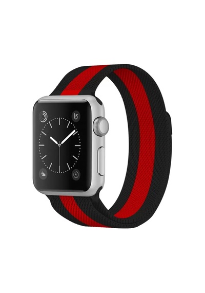 Newface Apple Watch 38mm Metal Mıknatıslı Kordon - Siyah-kırmızı