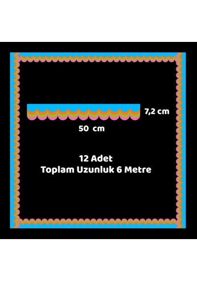 Okul Pano Kenar Süsü 05 Mavi Pastel Renkli Dalga 12'li 6 Metre Tüm Yaşlar