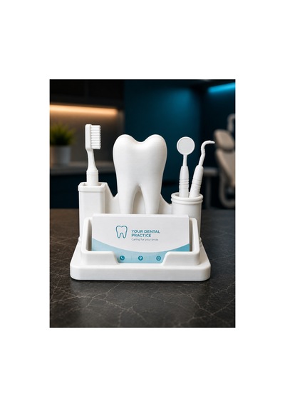 Diş Hekimi Temalı Masaüstü Kartvizitlik Ve Organizer Dental Klinik Dekoratif Kartvizit Standı