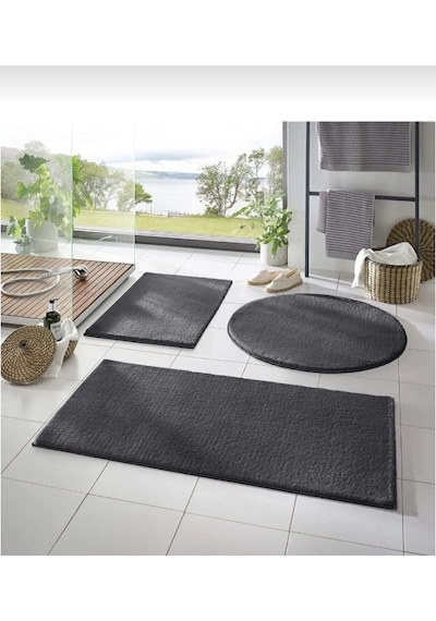 3lü Antırasit Pelüş Banyo Paspası 50 90+40 50+50 50 Antrasit