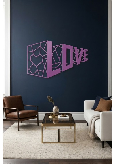 3d Love Metal Duvar Tablosu - Duvar Sanatı - Duvar Dekoru - Mor