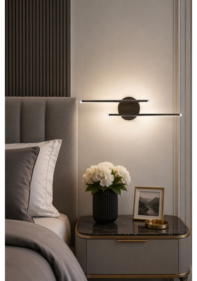 Sare Aplik Modern Tasarım Bronz Renk - Gün Işığı Ledli Banyo - Mutfak - Salon Led Duvar Aplik