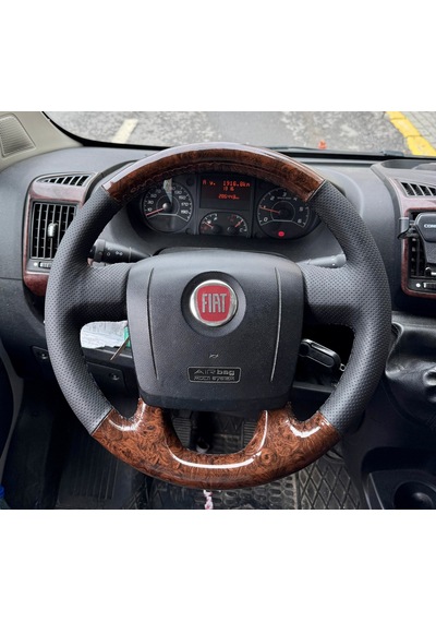Fiat Ducota Araca Özgü Dikmeli Direksiyon Kılıfı Nokta Ahşap Siya Siyah
