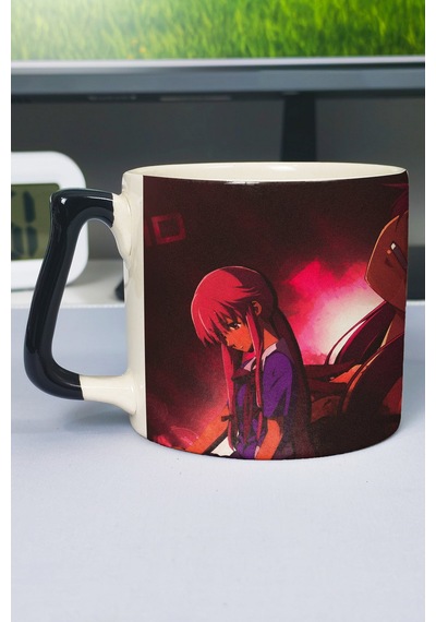 Mirai Nikki Anime Baskılı Seramik Lüks Kupa 1 Adet Özel Siyah Kulp Dalga Kulp V1d Çok Renkli