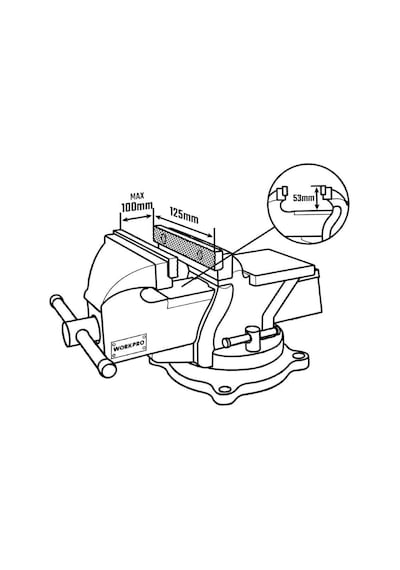 Workpro Wp233006 125 Mm Döner Tabanlı Örslü Tezgâh Mengenesi Profesyonel Döküm Mengene