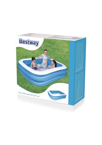 Bestway 12819 Büyük Boy Dikdörtgen Şişme Aile Havuzu 211x132x46cm Çok Renkli