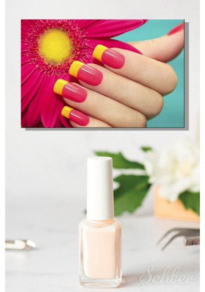 Kanvas Tablo Yatay Tekli Kuaför Güzellik Salonu Makyaj Nail Art Mani Kür 1062