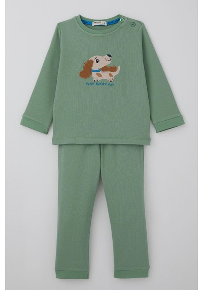 Breeze Erkek Bebek Eşofman Takımı Sevimli Köpekçik Nakışlı 9 Ay-3 Yaş, Mint Yeşili Mint Yeşili