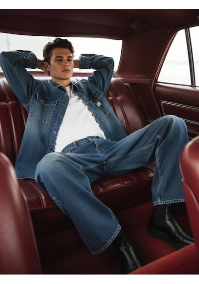 Ltb Steven Oversize Orta Mavi Jean Gömlek Orta Mavi L