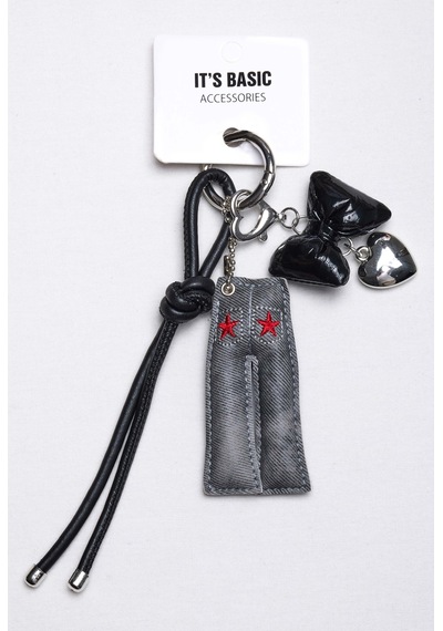 Gri Siyah Çoklu Obje Charm Anahtarlık Telefon Denim Ve Çanta Aksesuarı