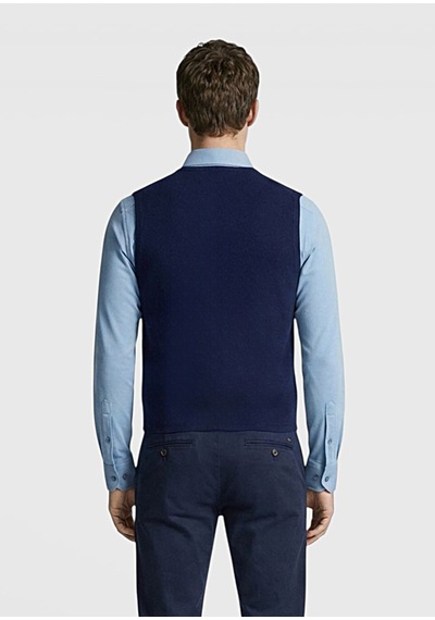 Ramsey Lacivert Regular Fit V Yaka Casual Örme Triko Yelek
