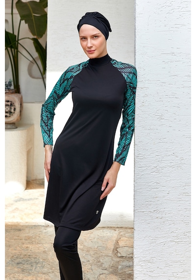 Adasea Reglan Kol Likralı Tam Kapalı Tesettür Mayo 3120 Siyah Siyah02 Siyah