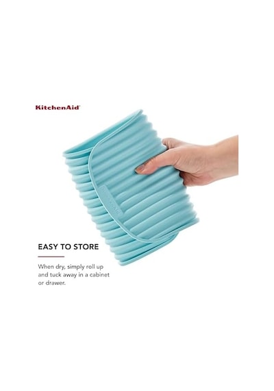 Kitchenaid Hızlı Kuruma İçin Nervürlü Yüzeyli, Kaymaz Esnek Saklaması Kolay Kauçuk Kurutma Matı, 18 X 40 Cm, Maden Suyu -