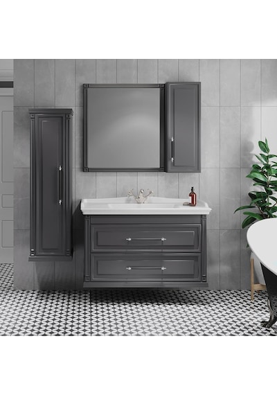 Denko Albatros 100 Cm Mdf Gri Banyo Dolabı Takımı + Boy Dolabı Gri Denko Albatros 100 Cm Mdf Gri Banyo Dolabı Takımı + Boy Dolabı Gri