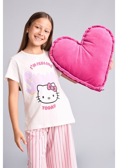 Defacto Hello Kitty Kısa Kollu Pijama Üstü Esnek Belli Kapri Pijama Altı 2li Pijama Takımı Kız Çocuk H2766a826sppn424 Pembe-pn424