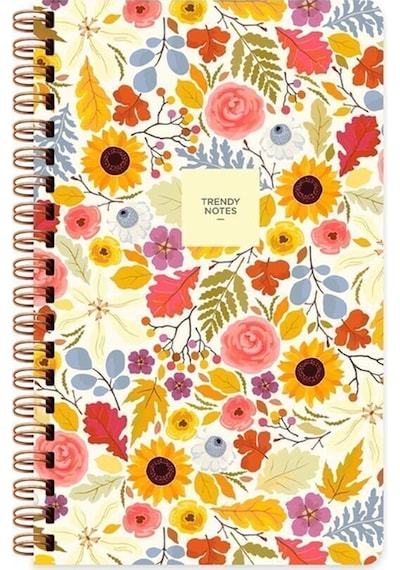 Sert Kapak Düz Spiralli Çiçek Defter Ayçiçeği 13x21 Sarı