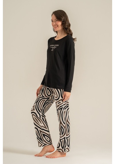 Pierre Cardin Kadın Inspire Others Everyday Siyah Uzun Kol Pijama Takım Pc9280-s-v1 Pc9280-s-v1