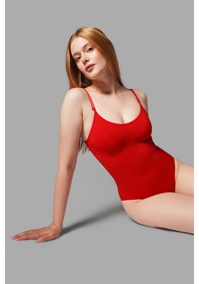 Fit Women 2 Beden Alt Tarafı Çıtçıtlı Zıbın Korse Seamless 9051 Kırmızı