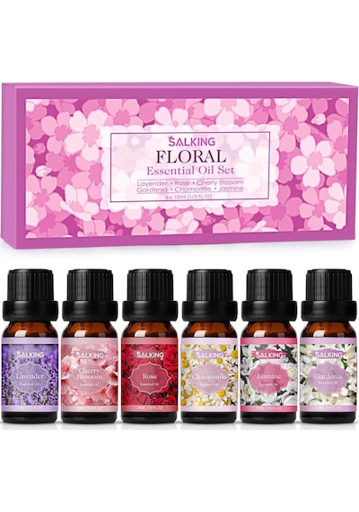 Salking Uçucu Yağ Seti, 6 X 10 Ml Saf Koku Yağları, Aroma Terapi Ve Difüzör İçin