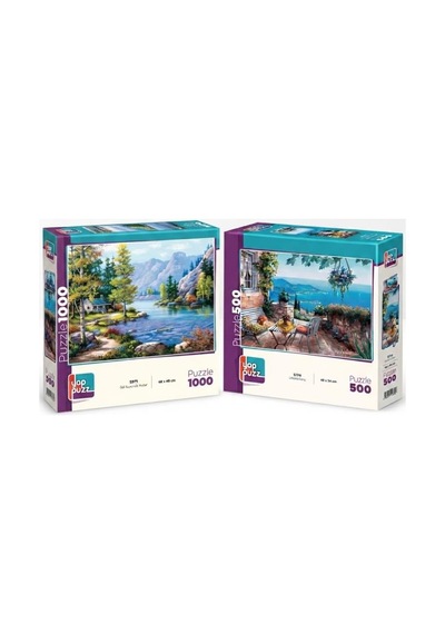 Göl Kıyısında Ve Limana Karşı İkili Set - 1000 + 500 Parça İkili Puzzle Seti