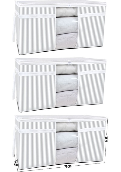 3 Adet - Pencereli Yastık Yorgan Hurcu 75 X 40 X 40 Cm Tela 75 X 40 Beyaz Diğer