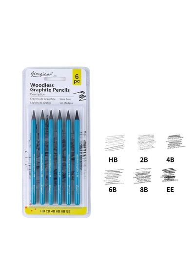 Giorgione Graphite Kalem 6lı Set Dereceli Füzenler,ağaçsız Gövde İdeal Çizim Ve Gölgelendirme İçin