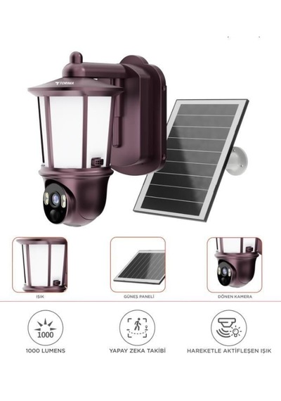 Cmr29 Şarjlı Duvar Lambası Görünümlü Gizli Dış Mekan Kamerası Akıllı Ip Güneş Enerjili Kamera