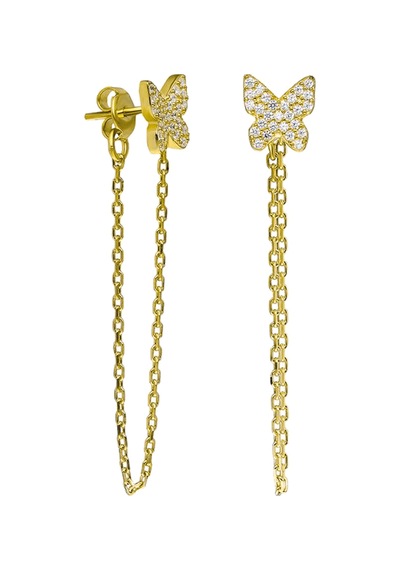 Zincirli Kelebek Küpe 719838 Gold