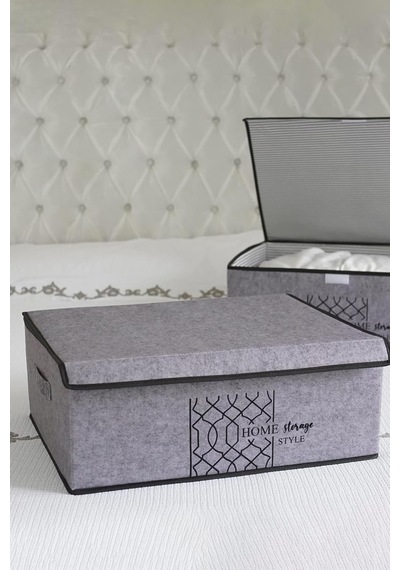 Pazar Kapısı Keçe Çok Amaçlı Kapaklı Düzenleyici Kutu 50 X 40 X 19 Cm Baza, Gri Diğer