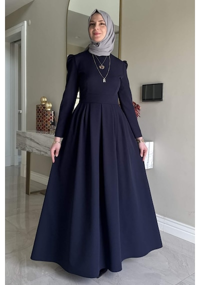Rabia Şamlı Rose Elbise Lacivert Normal