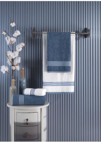 Eponj Home Banyo Havlu Takımı Oscar Mavi-krem 50x85cm 2ad. + 70x140cm 2ad. Mavi - Krem
