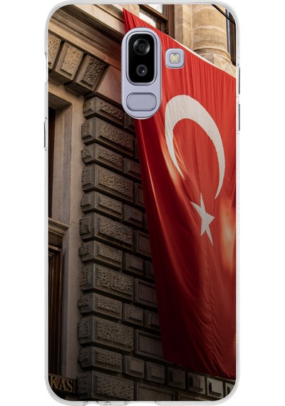 Samsung Galaxy J8-a6 Plus Uyumlu Dev Türk Bayrağı Baskılı Silikon Kılıf Renkli