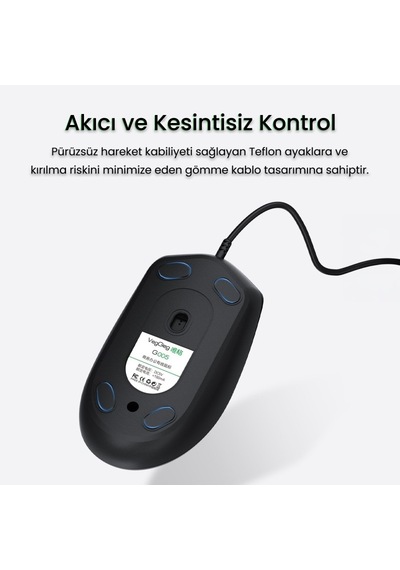 Veggieg VG-G005 Optik 3 Tuşlu Sağ Ve Sol Elle Kullanıma Uygun Usb Kablolu Mouse