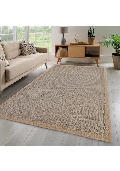 Avanos Modern Sisal Jüt Toz Vermez Balkon Bahçe Mutfak Dokuma Halı Kilim Siyah
