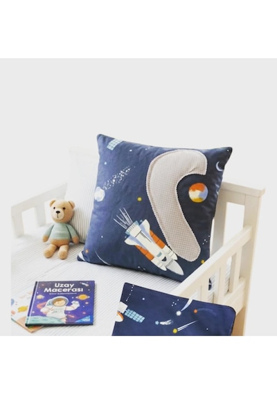 Kırlent Kılıf 37x37 Space Puantıye Mavi