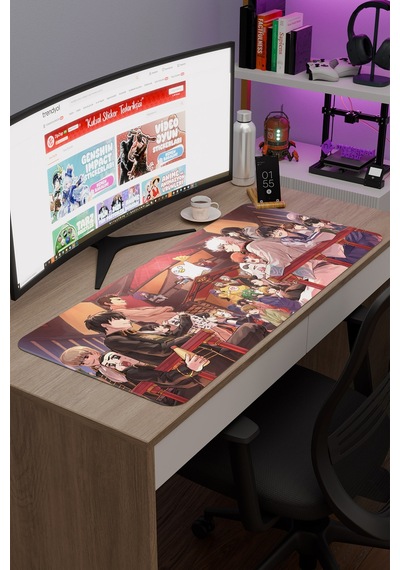 Gintama Anime V1 - 90x40 Xxl Gaming Kauçuk Kaymaz Taban Mouse Pad Fare Altlığı