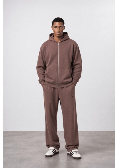 Erkek Respire Basic Oversize Zip Kakao Kahverengi