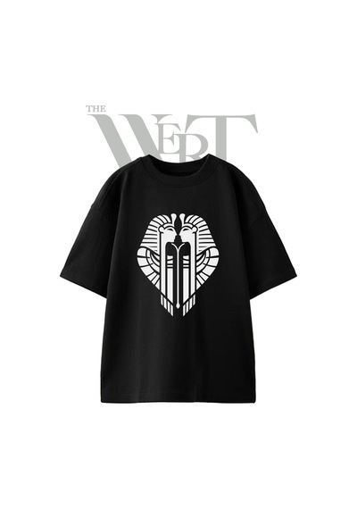 Thewert Misir Firavun Tasarım Baskılı Ünisex Siyah Oversize T-shirt