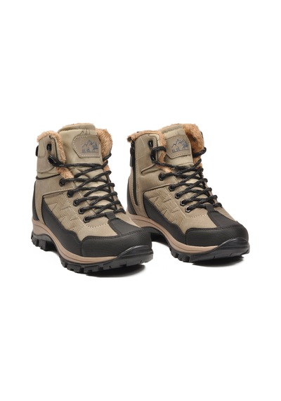 Bej İçi Kürklü Soğuğa Dirençli Kaymaz Taban Unisex Outdoor Bot 980 G Bej