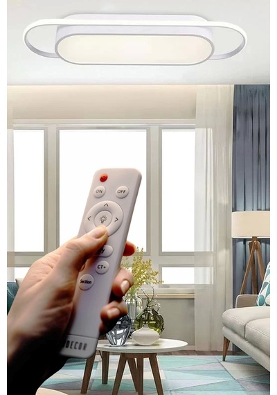 Modern Led Avize Plafonyer Üç Renkli Beyaz Kumandalı Çok Renkli